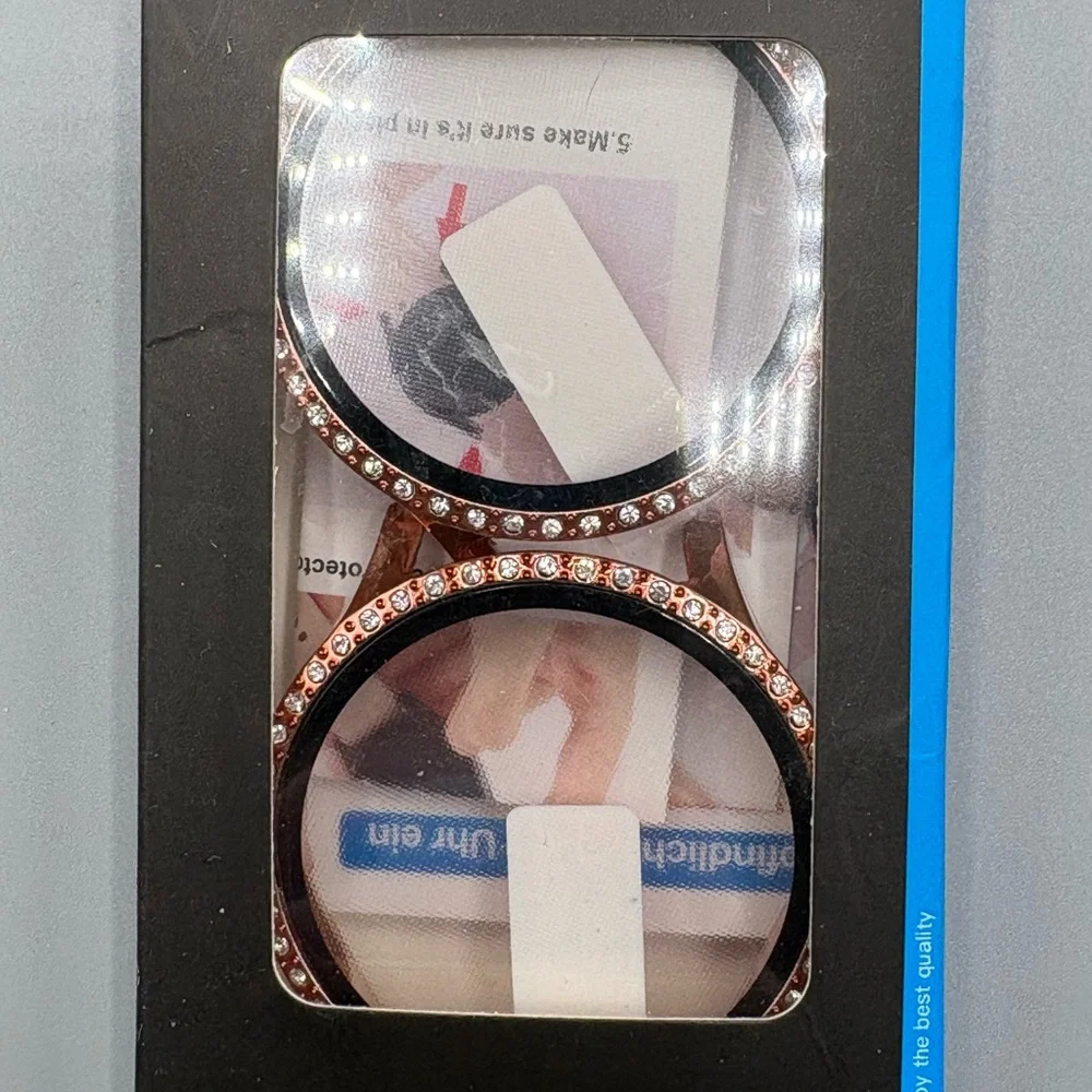 Rose Gold Smartwatch w/ Bracelet Band + 2 Rhinestone Case Covers Charger